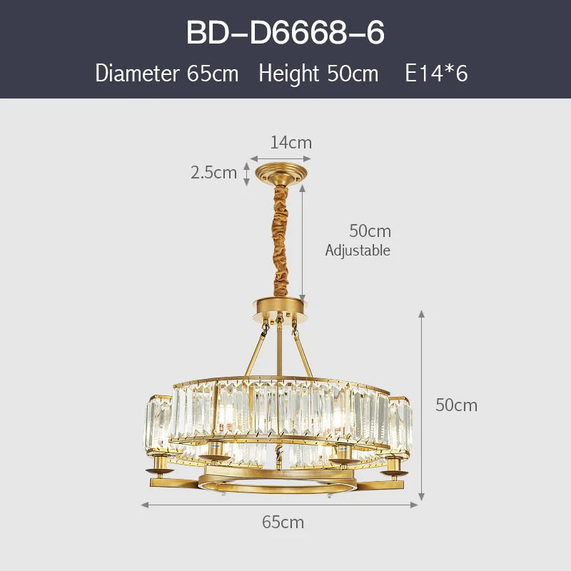 Zoe's K9 Crystal Modern Glass Chandelier - Copper Luxury Hanging Lamp