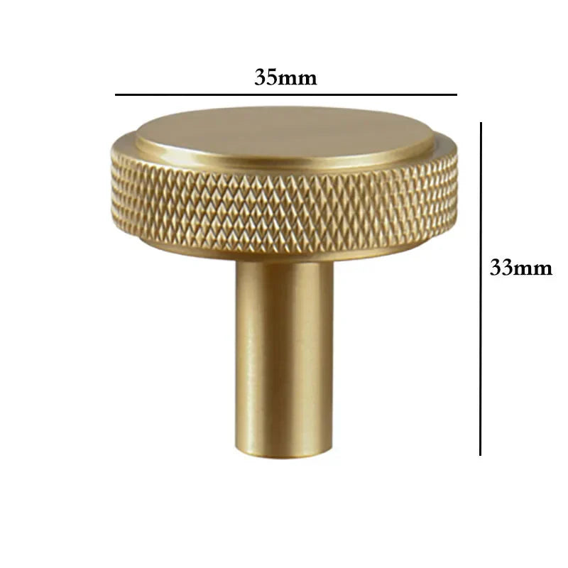 Solid Brass Knurled Cabinet Handles – Satin Gold Long Wardrobe Bar Pulls and Drawer T-Bars