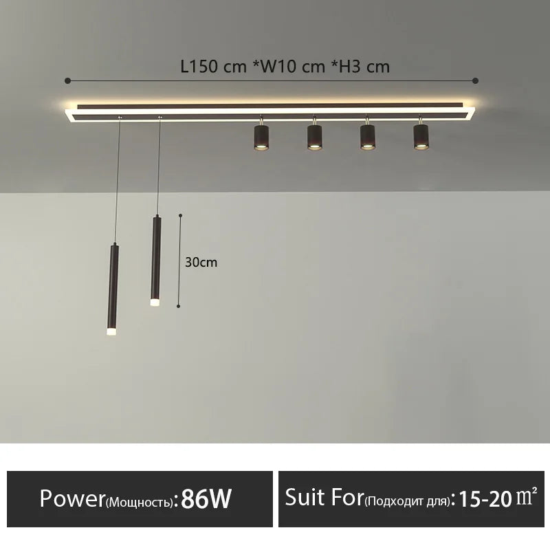 Nordic LED Ceiling Lamp - Modern Strip Design for Restaurants, Bars, Kitchen Islands, and Dining Rooms