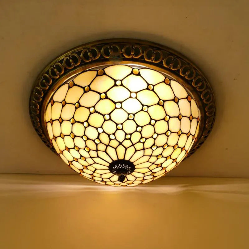 Vintage Turkish Tiffany Ceiling Lights - Artistic Elegance for Living Rooms and Bedrooms