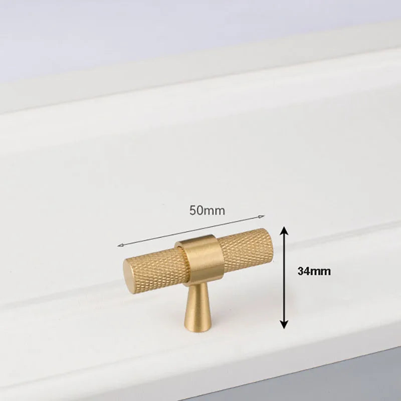 Solid Brass Knurled Cabinet Handles – Gold and Black Wardrobe Knobs and Drawer Pulls