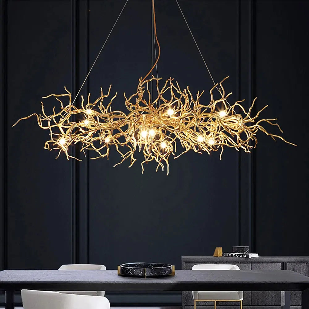 Modern Luxury Chandelier Lighting - LED Gold Branch Chandelier for Living Rooms, Dining Rooms, and Home Decor with Aluminum Tree Design