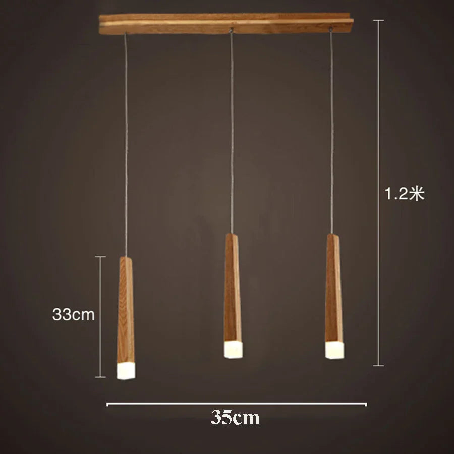 Modern Wooden Stick Pendant Light - Nordic Elegance for Kitchen and Living Room Decor