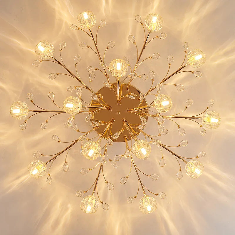 Luxury Dendritic Crystal Ceiling Lamp - Nordic Glass Flower Light Shade LED Chandelier for Bedrooms, Restaurants, Living Rooms, and Bright Decor