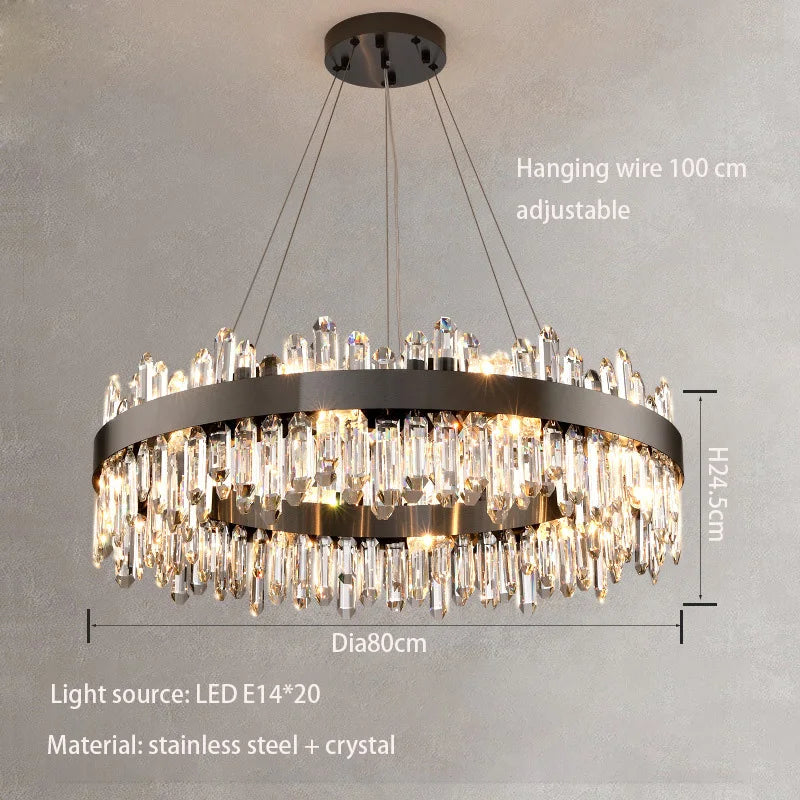 New Style Light Luxury Crystal Chandelier - Modern Elegance for Living Rooms, Dining Areas, Commercial Spaces, and Master Bedrooms