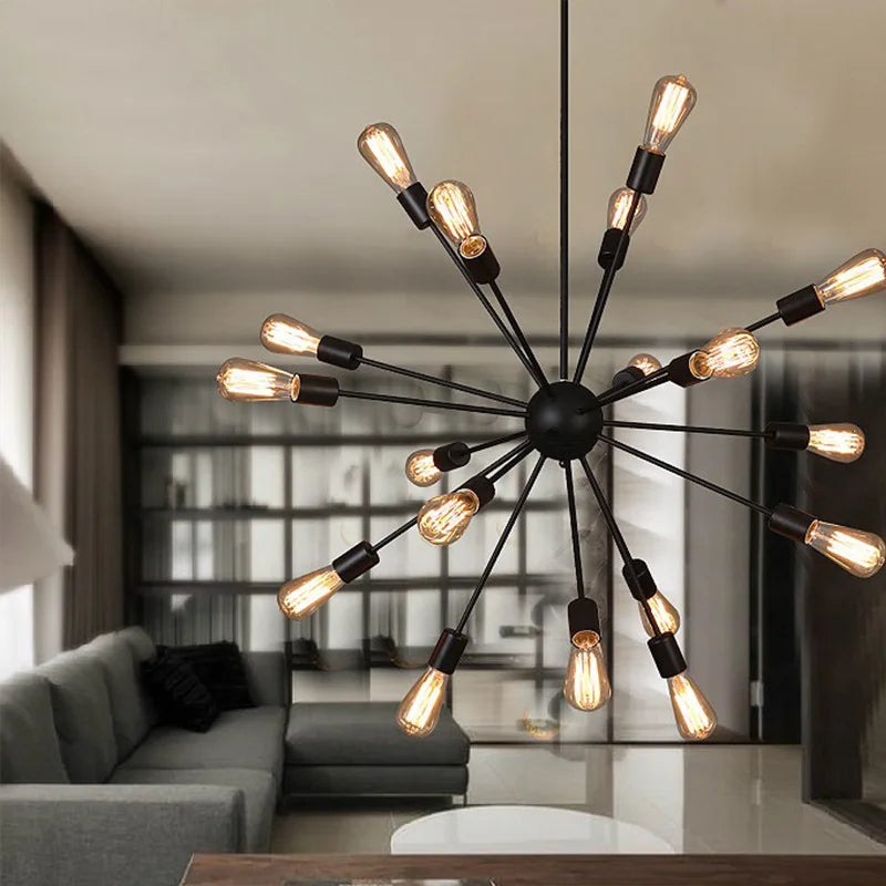 Anna's Vintage Industrial Loft Chandelier - LED Retro Iron Fixture for Kitchen and Living Room