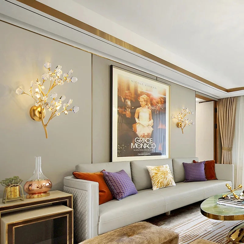 Layla's Golden Crystal Wall Lamp - Creative Light Luxury for Your Living Spaces