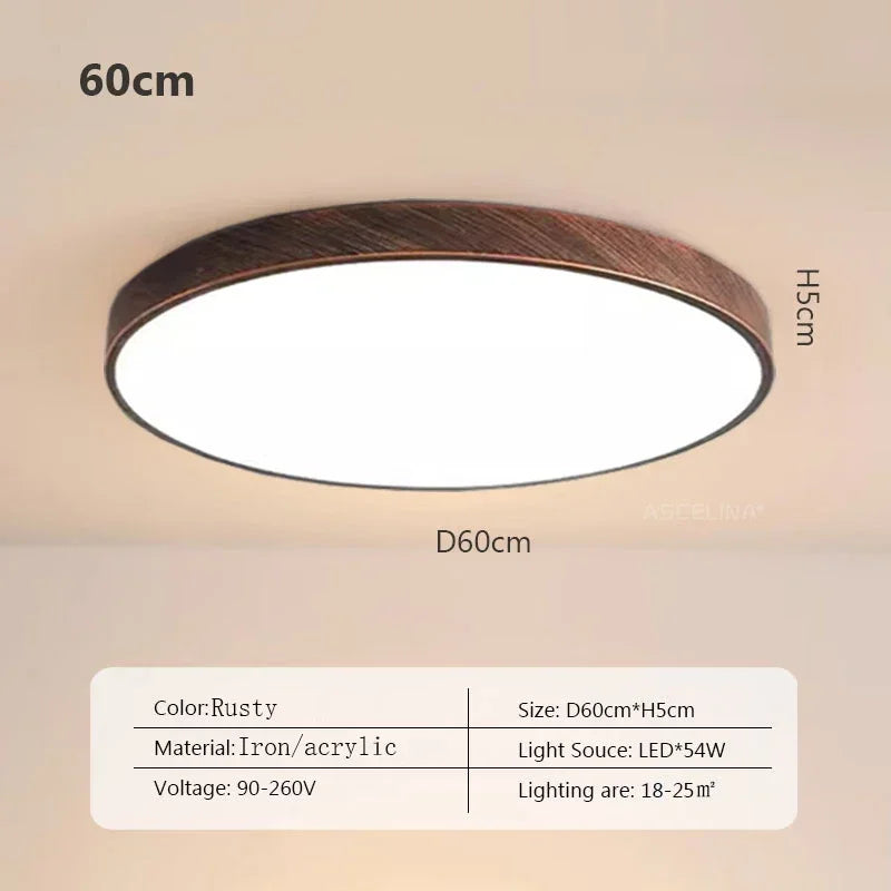 LED Ultra-thin Ceiling Lamp - Nordic Wooden Decorative Lamp - Perfect for Bedroom, Living Rooms, Balcony, and Corridor - Modern Iron and Acrylic Lighting Fixture