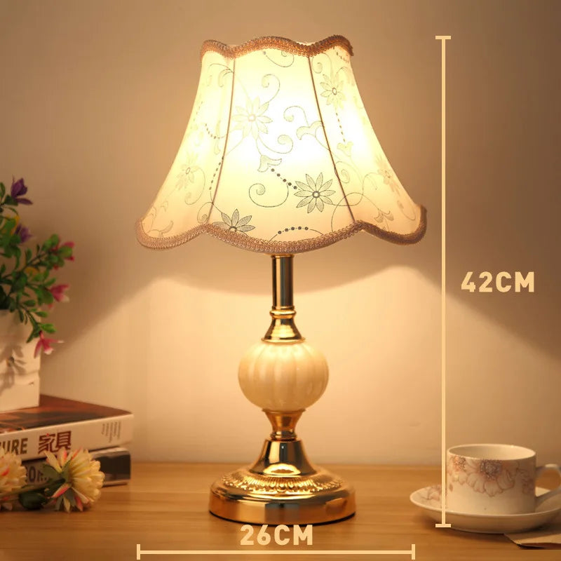 European-Style Glass Desk Lamp - Nordic Bedroom Bedside Lamp with Modern Retro Wrought Iron Design