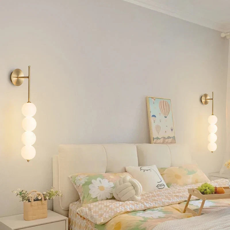 Nordic Wind Gourd Wall Lamp - Minimalist LED Milky White Light for Living Room, Study, Bedroom, Bedside, Home Decoration