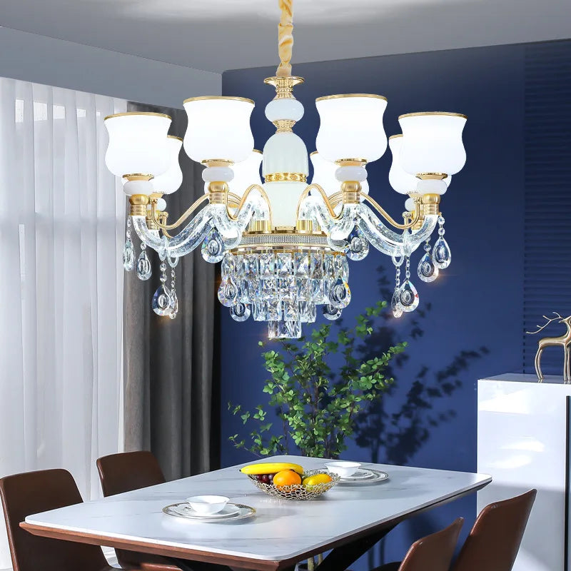 Elegant European Style Crystal Chandelier - Luxury Main Light for Living Rooms, Dining Rooms, and Villa Halls