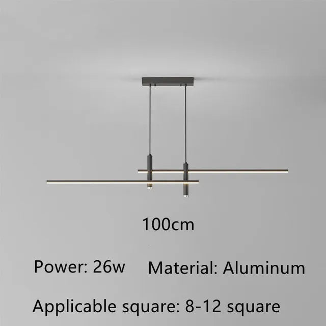 Sleek Black and Gold LED Chandelier - Minimalist Lighting for Kitchen and Dining Room Decor