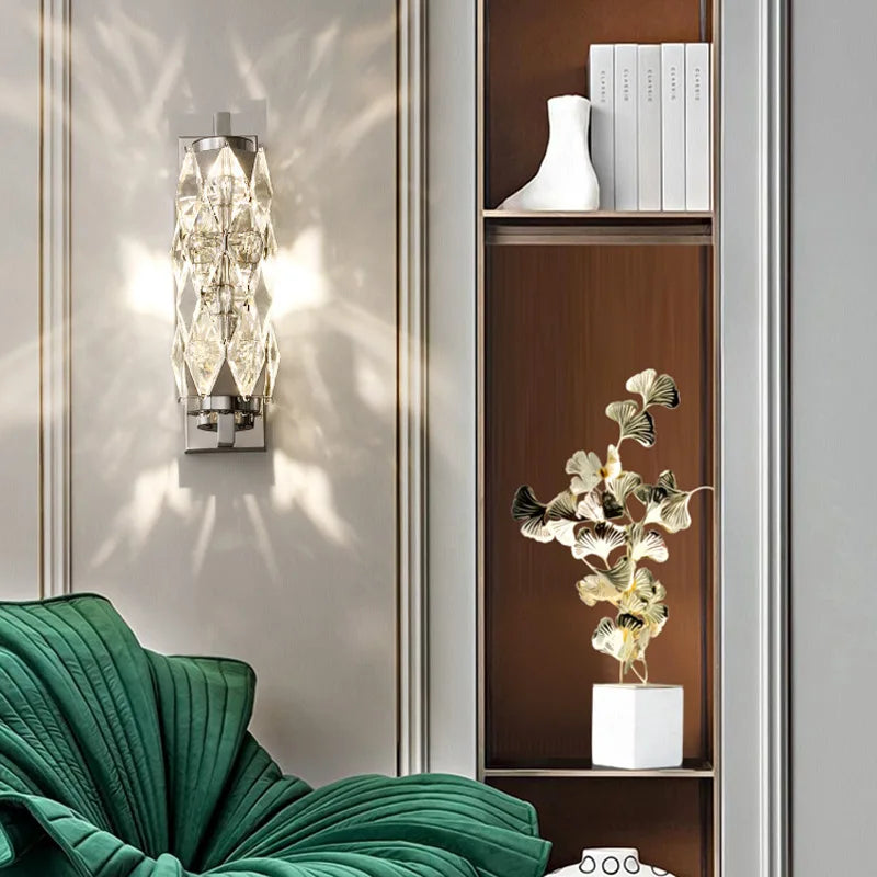 Naomi - Living Room Crystal Wall Lamp Hallway Staircase Light Luxury Lamp TV Sofa Entrance Background Wall Creative Chrome Wall Lamp
