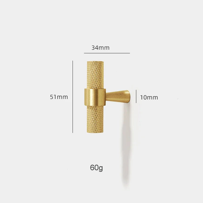 Solid Brass Knurled Furniture Handles – Textured Cabinet Knobs and Wardrobe Pull Bars