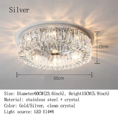 Simple Modern Clean Crystal Ceiling Lamp - New Design Light Luxury for Living Rooms and Bedrooms - Available in Gold and Silver - Nordic Style Elegance