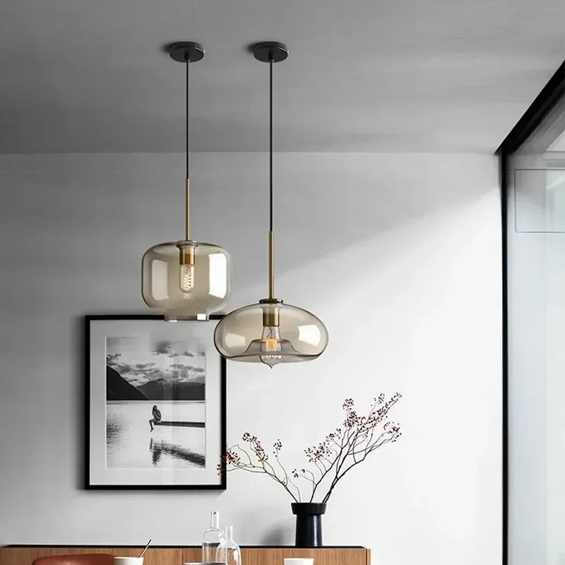 Nordic Glass LED Pendant Light - Versatile Single/Multi Head Chandelier for Home Decor
