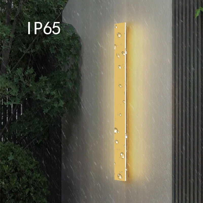 Elegant Golden LED Long Wall Light - Modern Outdoor Lighting for Country Villas, Courtyards, and Balconies