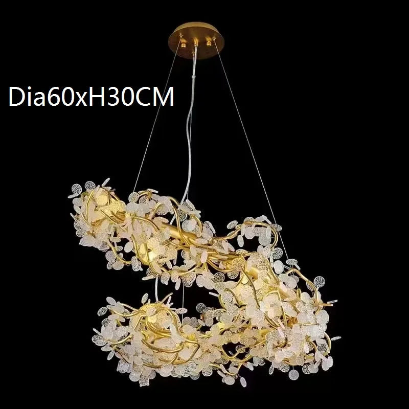 Circle Branch Crystal Chandelier - Luxury LED Lighting for Living Rooms, Restaurants, and Hotel Decorative Elegance