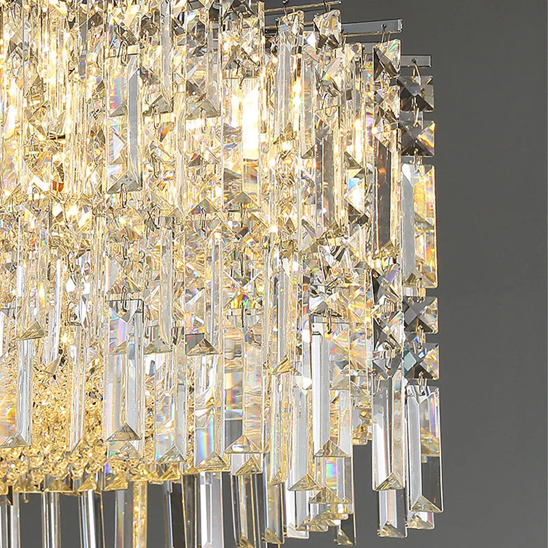 Elegant Modern Crystal Chrome Chandelier - A Luxury Glossy Fixture for Living Rooms, Bedrooms, and Dining Room Decor