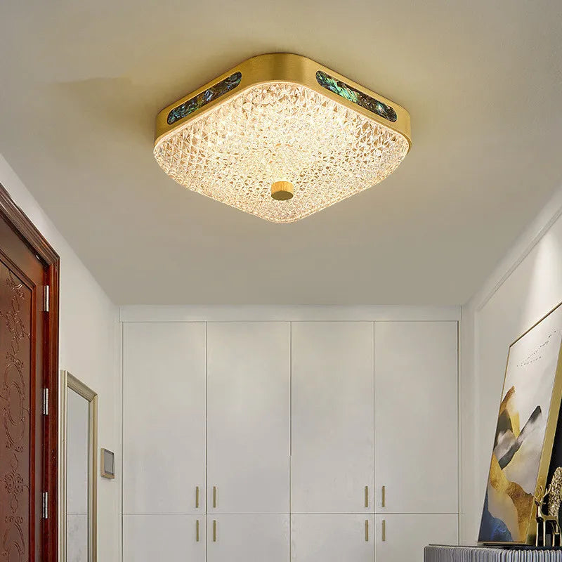 Sleek Modern Minimalist LED Copper Glass Ceiling Lights - Ideal for Bedrooms, Dining Halls, Aisles, Corridors, Balconies, and Home Illumination