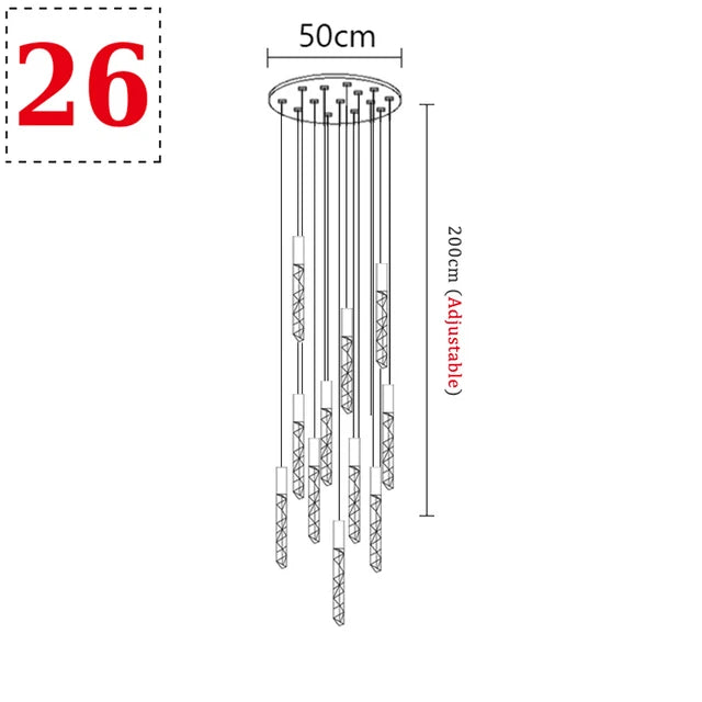 LED Modern Staircase Chandelier - Creative Lighting for Duplex Loft and Villas