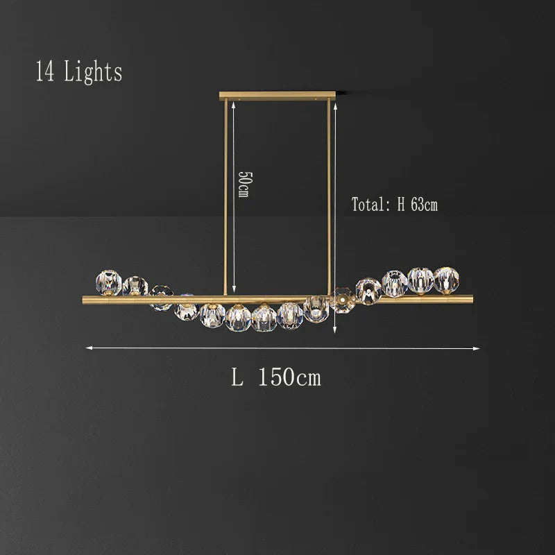 Elegant Rectangle Copper Chandelier - A Luxurious Crystal Light Fixture for Kitchen Islands, Hotel Bars, and Living Rooms