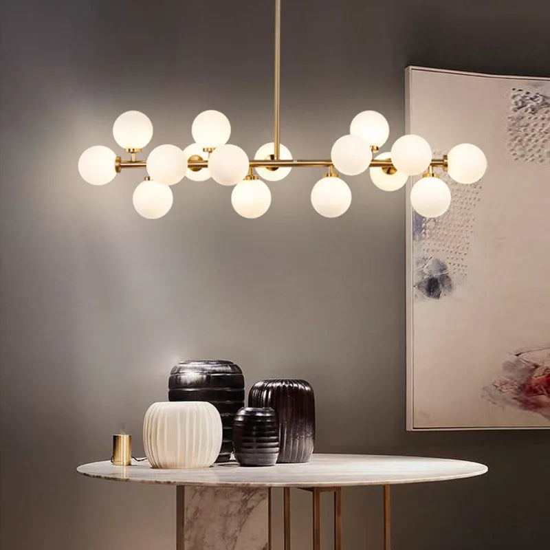 Nordic White Glass Ball Pendant Lamp - Versatile Pendant Lighting for Living Rooms, Bedrooms, Kitchens, and Bars