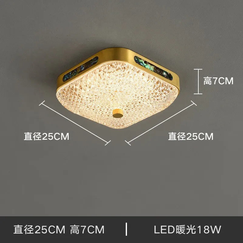 Sleek Modern Minimalist LED Copper Glass Ceiling Lights - Ideal for Bedrooms, Dining Halls, Aisles, Corridors, Balconies, and Home Illumination