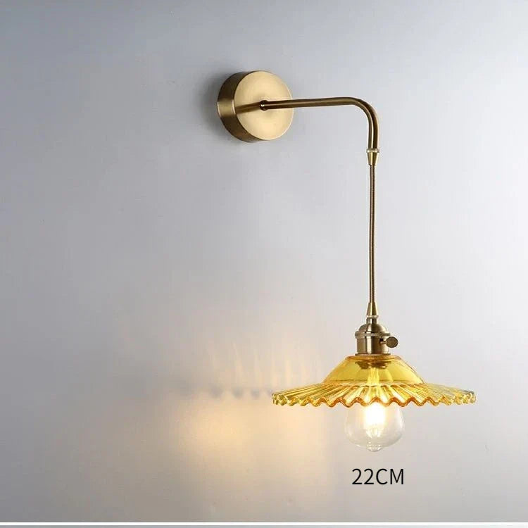 Modern Glass Wall Sconce Light Fixture - Elegant Bedroom, Restaurant, and Corridor Decor with Copper Flower Plug