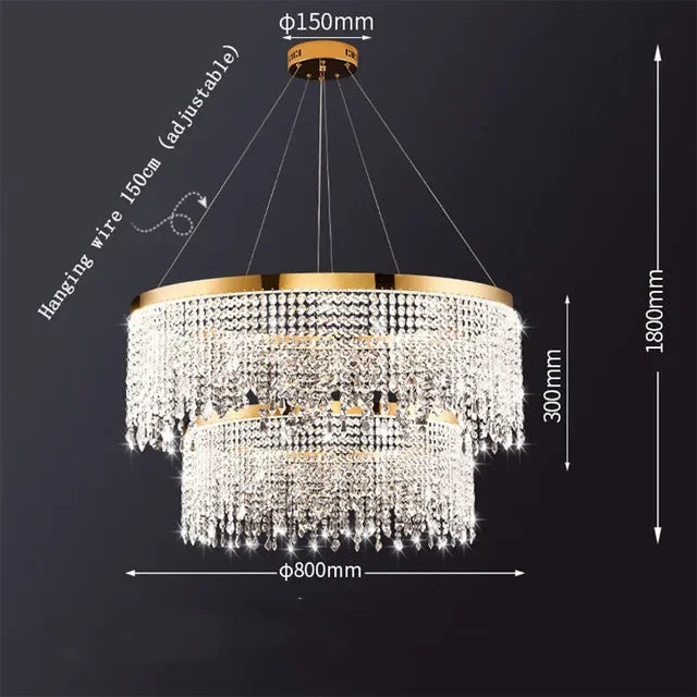 Modern LED Crystal Chandelier - Elegant Lighting Fixture for Living Room, Dining Room, Kitchen, and Home Lighting Decor