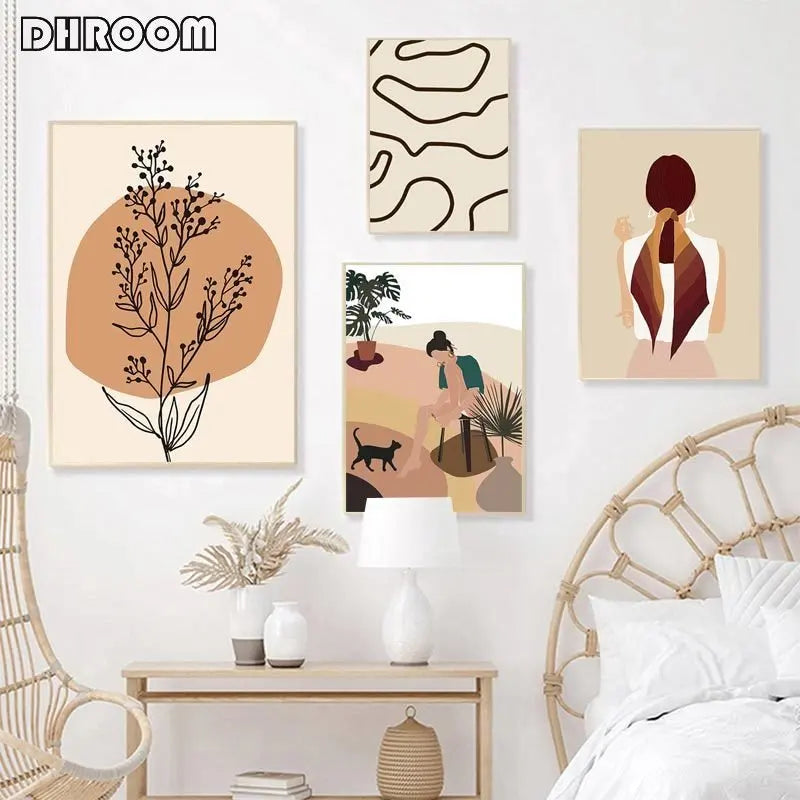 Abstract Paintings Lines Botanical Boho Posters Picture Canvas Painting Matisse Character Landscape Wall Art Room Decor Poster