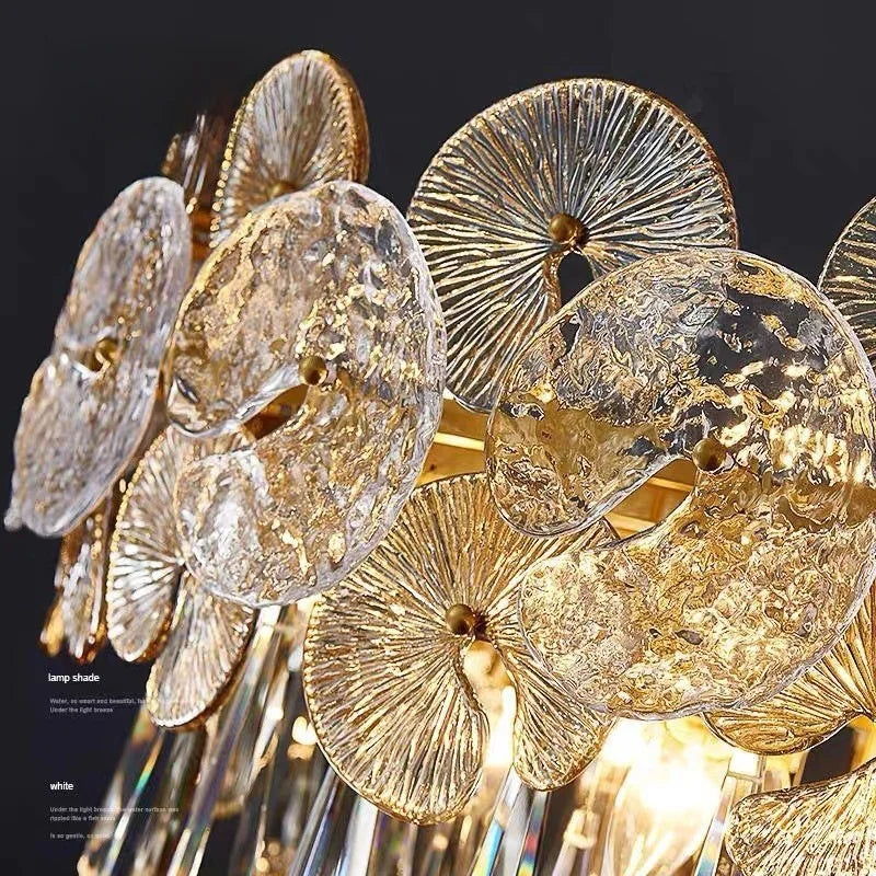 Modern Light Luxury LED Lotus Flower Crystal Ceiling Chandelier - Elegance for Living Rooms, Bedrooms, Restaurants, and Halls