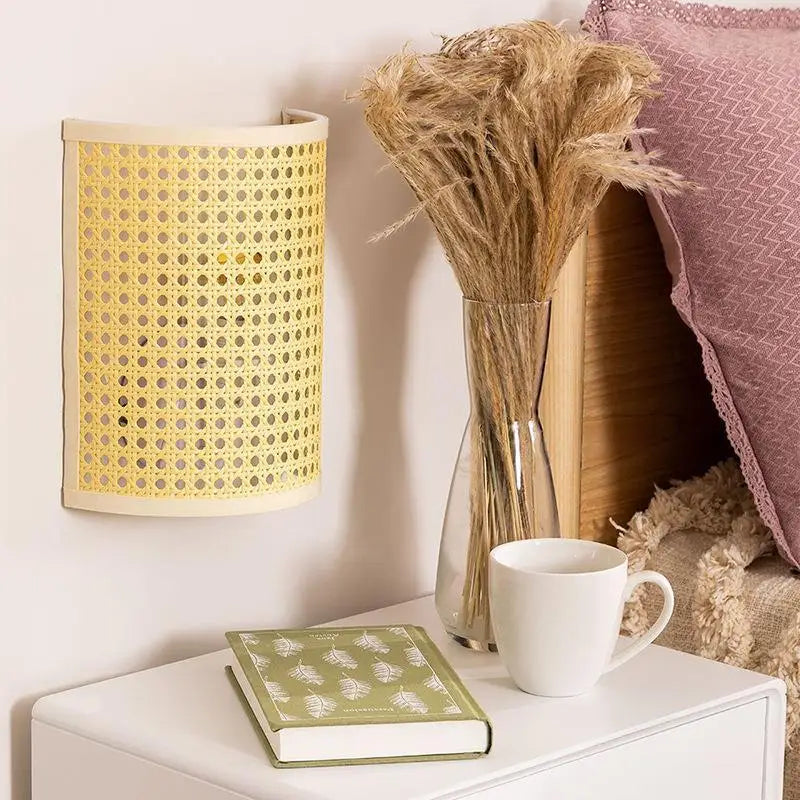 Southeast Asian Rattan Wall Lamp - Artistic LED Lighting for Living Rooms, Bedrooms, and Corridors
