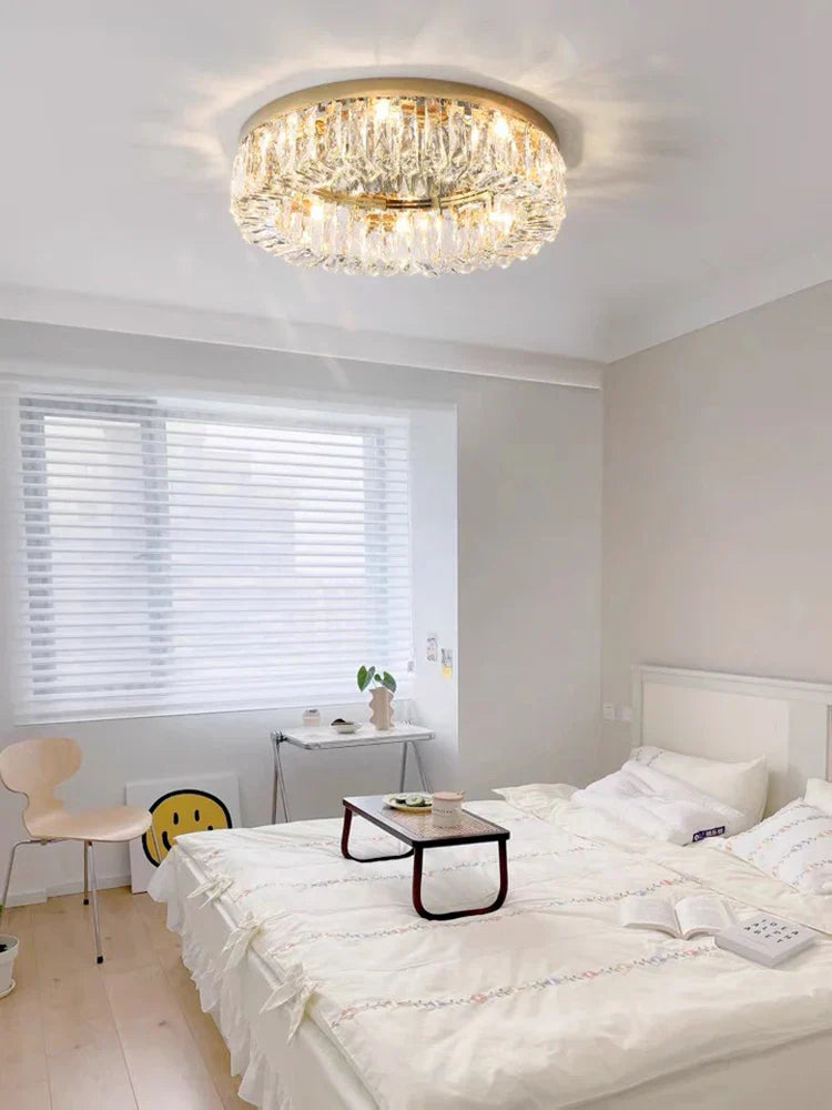 Simple Modern Clean Crystal Ceiling Lamp - New Design Light Luxury for Living Rooms and Bedrooms - Available in Gold and Silver - Nordic Style Elegance