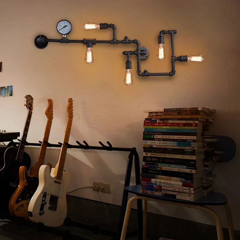 Vintage Retro LOFT Industrial Wall Light - Unique Water Pipe Gear LED Wall Lamp for Restaurant, Bar, and More