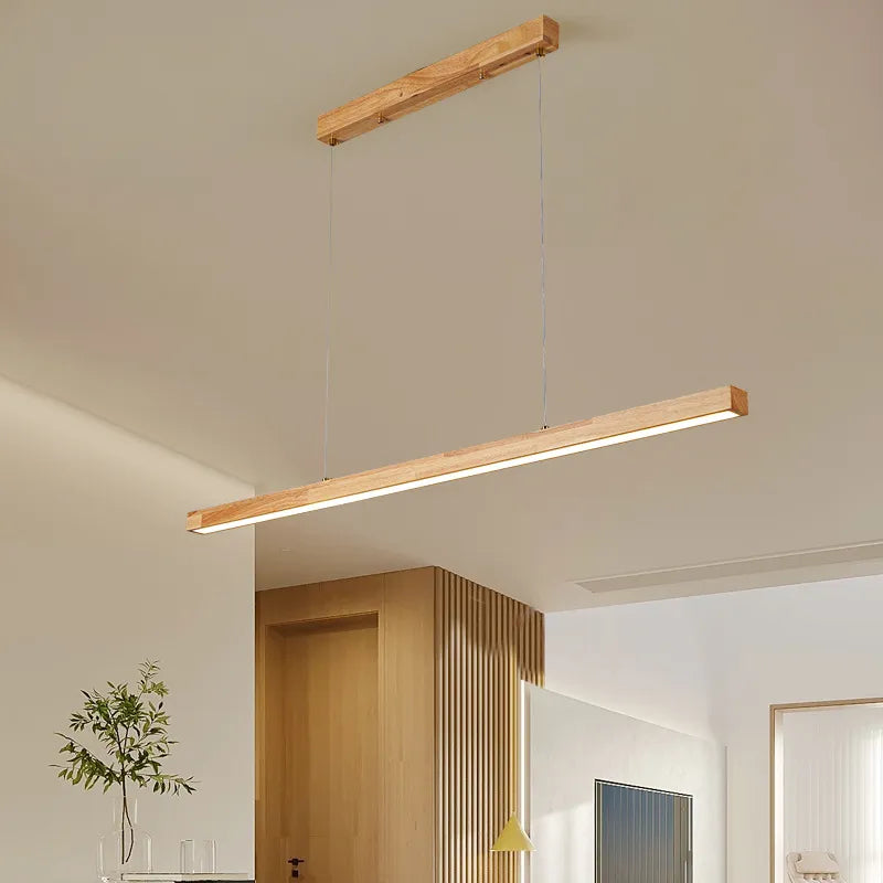 Sleek Wooden Dining Room Chandelier - Modern Minimalist Lighting for Dining Tables, Bars, and More