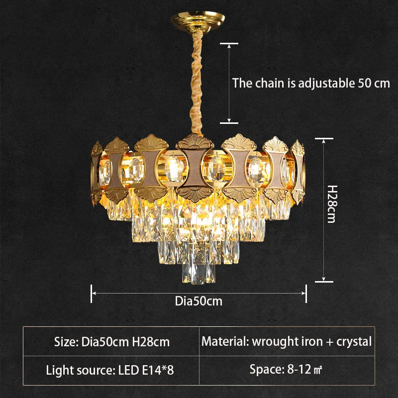 Elegant Golden Crystal Chandelier - Perfect for Master Bedrooms, Living Rooms, and Dining Rooms, Creating an Atmosphere of Simplicity and Light Luxury