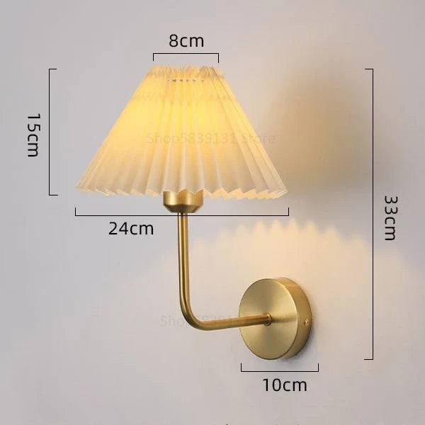 Modern LED Wall Lamp with Metal Curved Pleated Lampshade - Nordic Room Decor for Living Room, Aisle, and Background Wall Lighting