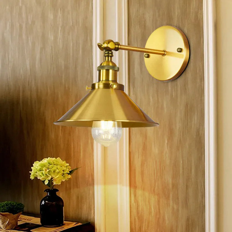 Bronze American Retro Iron Wall Lamps - Nordic Minimalist Style for Study, Bedroom, Bedside, and Home Decoration