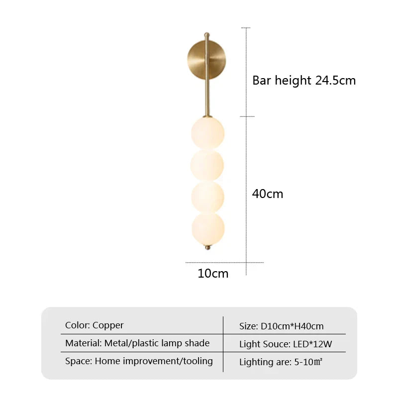 Nordic Wind Gourd Wall Lamp - Minimalist LED Milky White Light for Living Room, Study, Bedroom, Bedside, Home Decoration