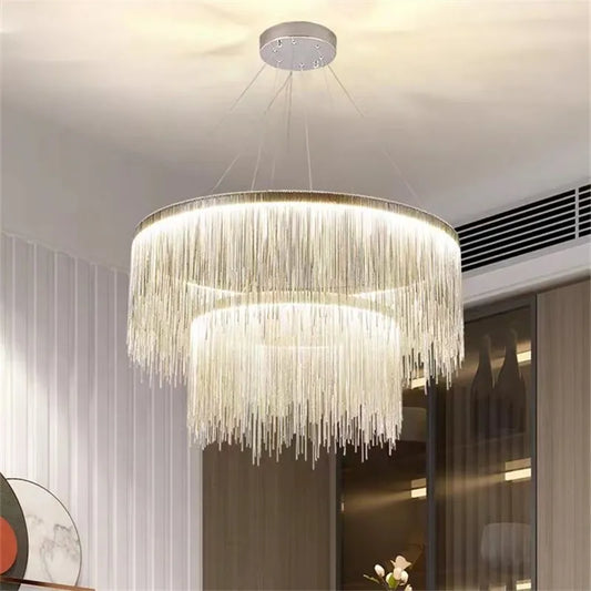 Postmodern Bohemian Chandelier - A Creative Designer Luxury Coffee Tables Light with Tassel Accents for Living Rooms and Restaurants