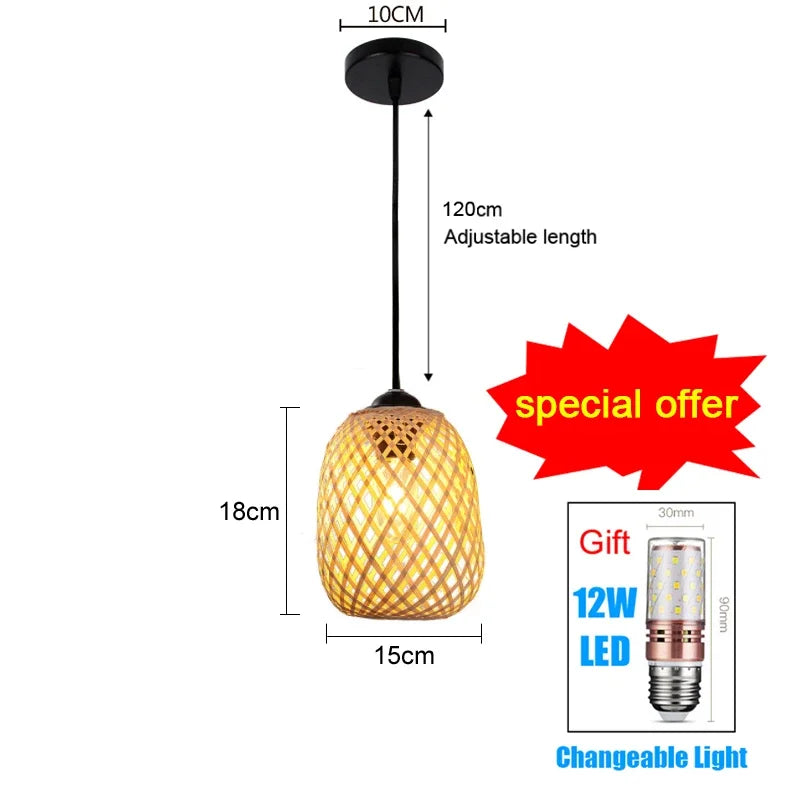 Zen Bamboo and Rattan Woven Chandelier - Exquisite Lighting for Chinese and Southeast Asian-Inspired Spaces