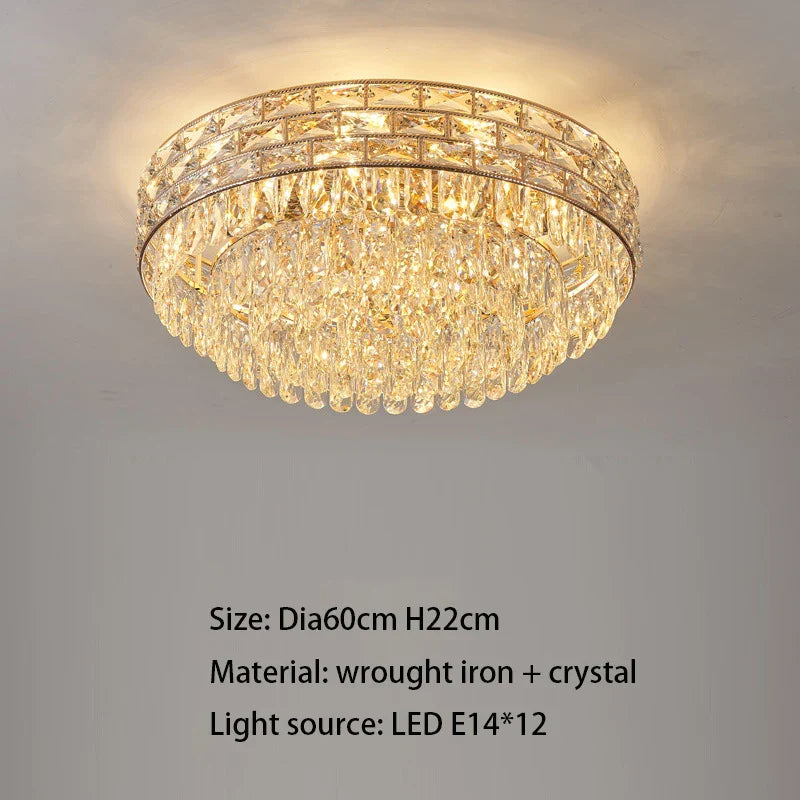 New Modern Crystal Ceiling Lamp - Light Luxury Design for Living, Dining, and Bedroom Spaces