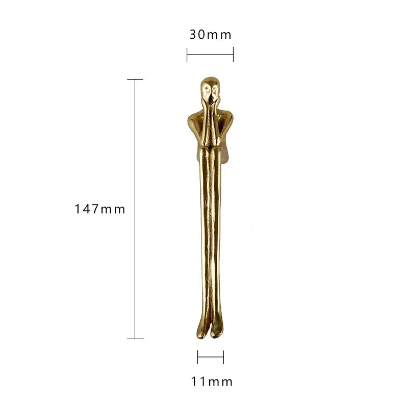 Nordic Brass Humanoid Cabinet Handle – Modern Luxury Drawer Pulls for Wardrobes and Cabinets (Single Hole)