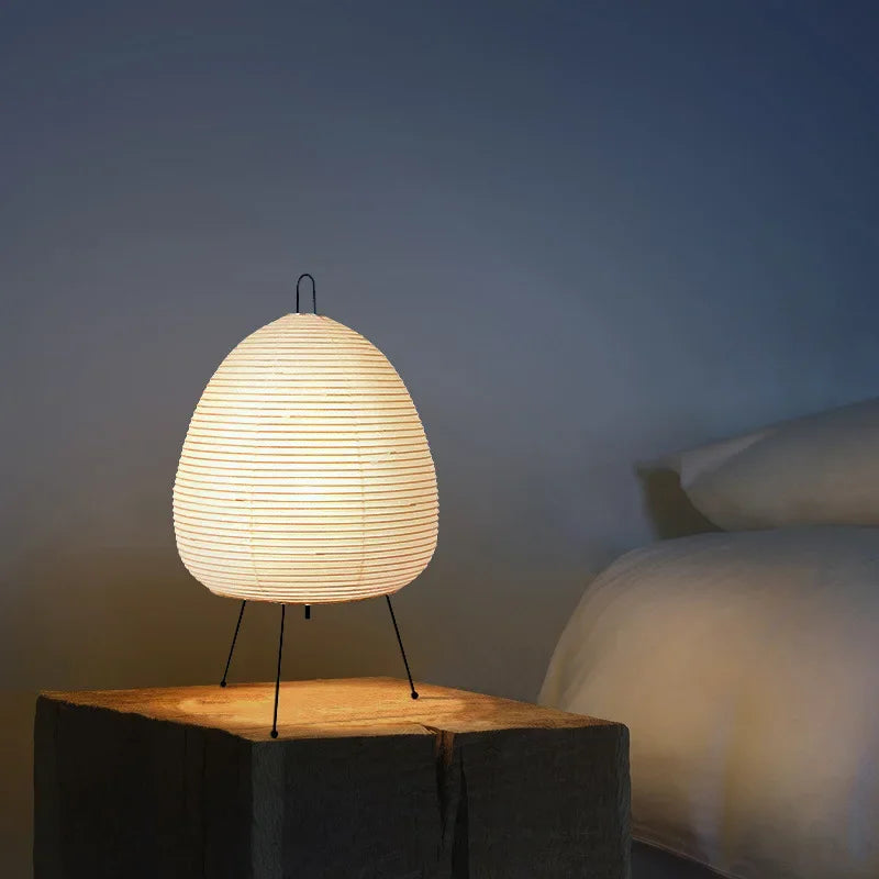 Japanese Rice Paper Lantern LED Table Lamp - Artistic Decor for Living Room, Bedroom, and Study