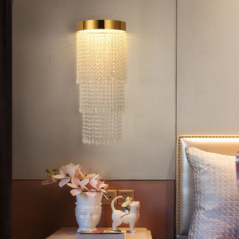 Hannah - Gold Chrome Crystal Wall Lamp  Bedroom Light Modern Creative Design Wall Scones Luxury Home Decor Indoor Cristal Bedside Lustre