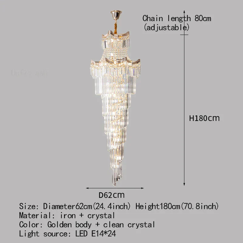 New Design Villa Living Room Crystal Chandelier - Grandeur for High Ceilings, Hotel Lobbies, and Staircase Illumination