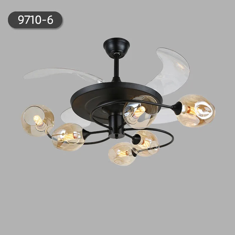 NEW Invisible Fan Light - Minimalist Living Room Ceiling Fan with Glass Lampshades and Remote Control