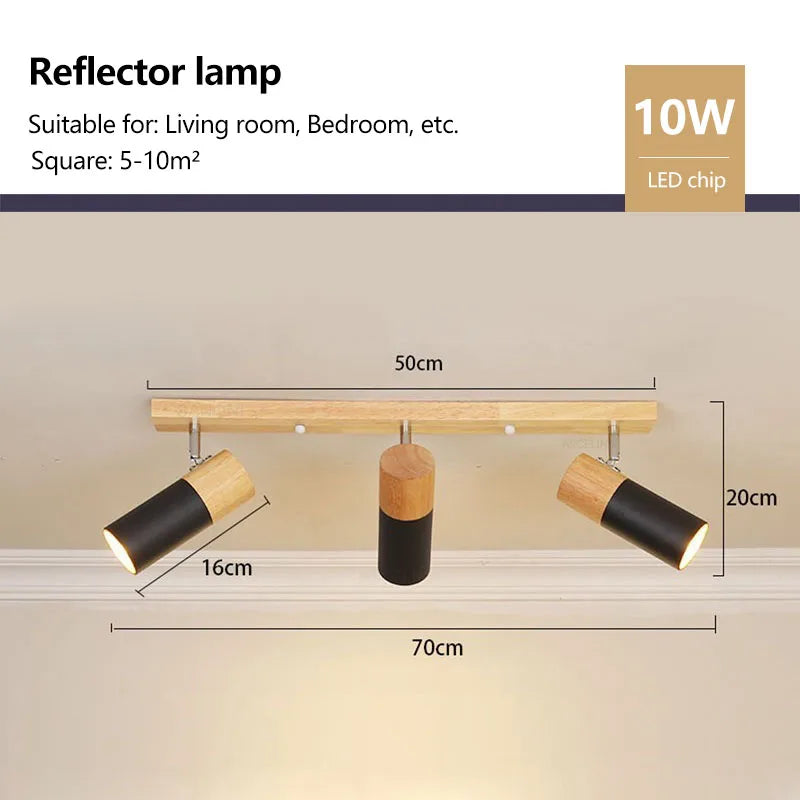 Rotatable Wooden Ceiling Lights - Adjustable Spotlight for Living Room, Bedroom, Dining Room, and Cloakroom