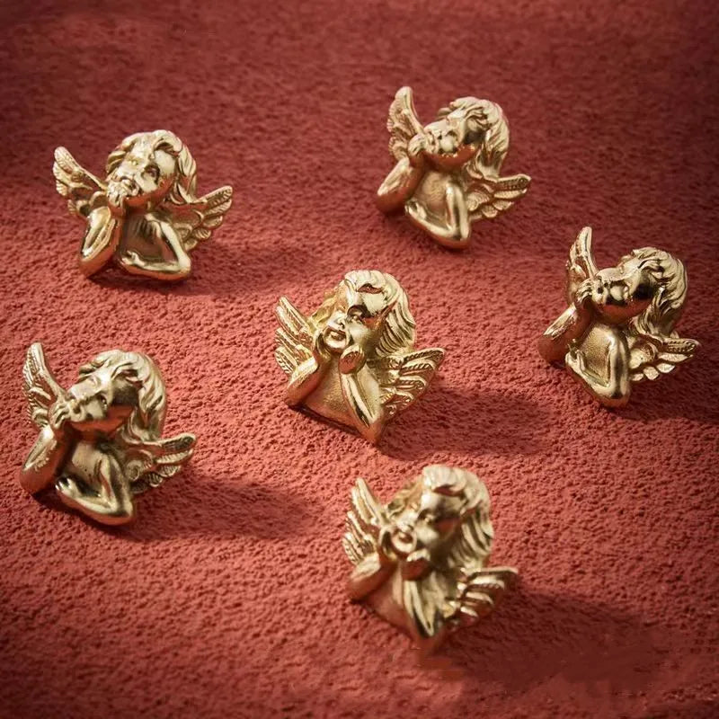 Brass European Angel Cabinet Handles - Vintage Gold Knobs for Wardrobes, Dressers, and Drawers